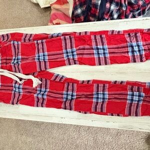 Aerie Red and Blue Plaid Pajama Bottoms Cozy Sleepwear
